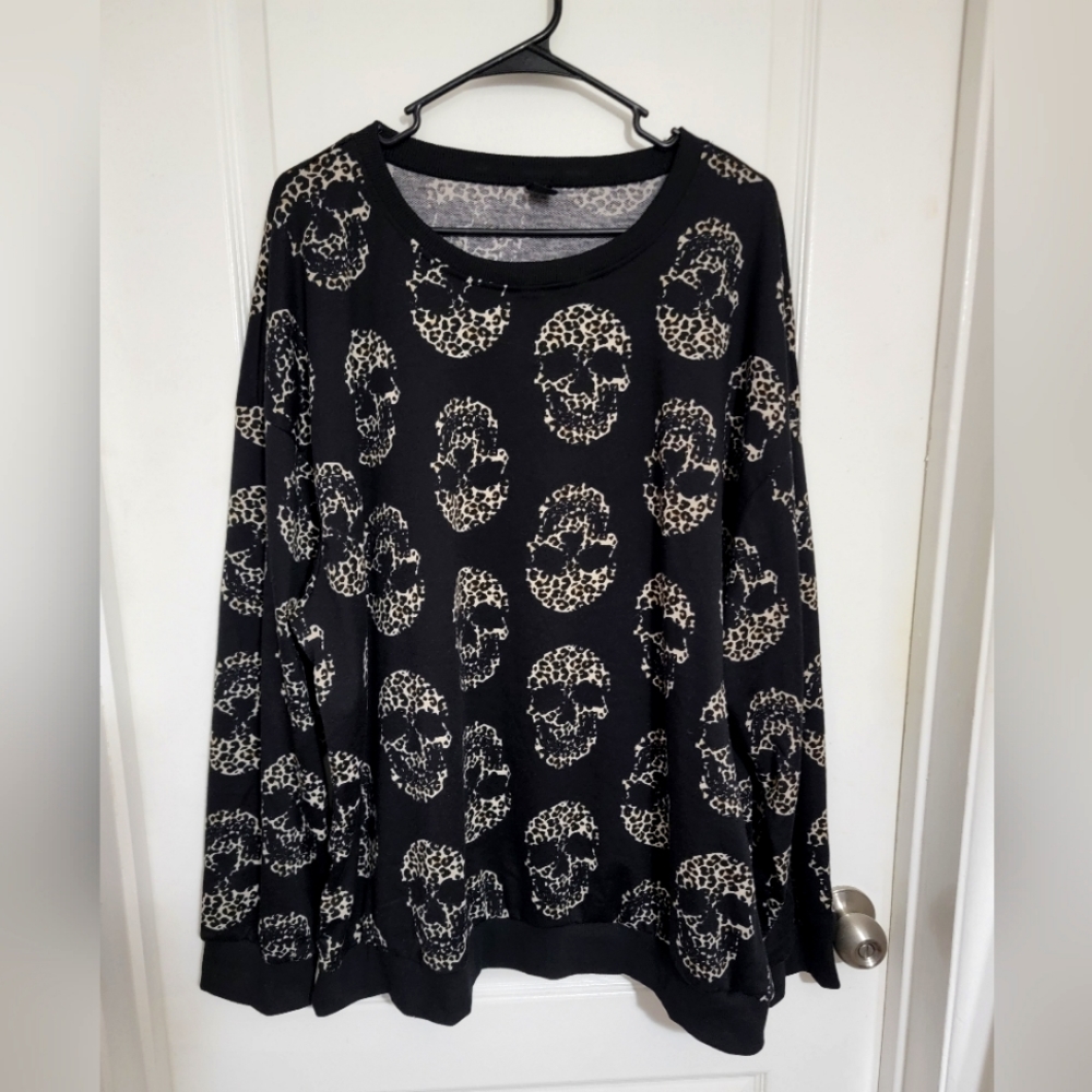 Emery Rose 4xl Skull Leopard Cheetah print Sweatshirt